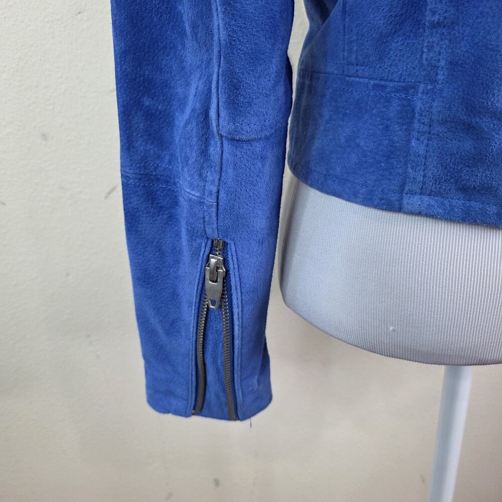 SL8 Jacket Womens Size Small Blue Leather Moto Asymmetrical Zip Biker Short - Picture 5 of 13